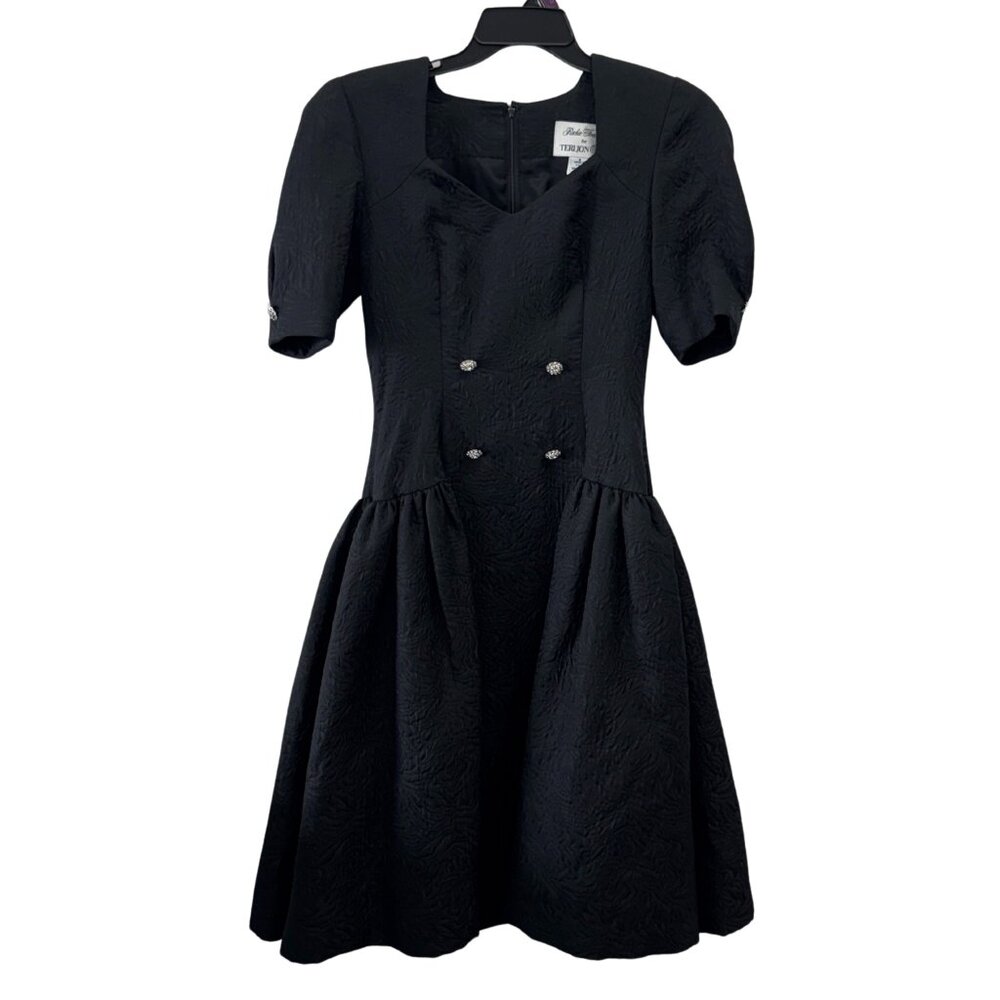 Teri Jon Black Textured Prom Dress